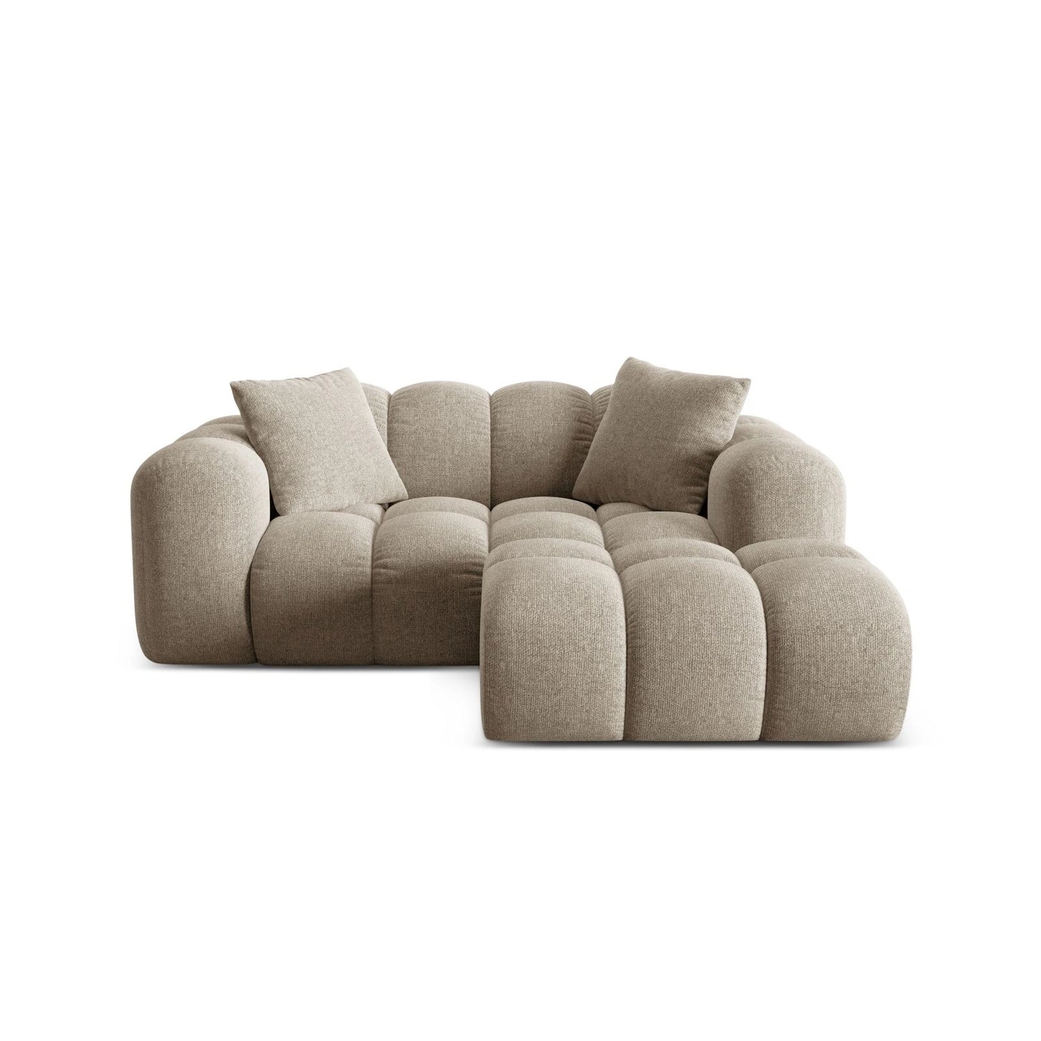 Treno 2-Sitzer Ecksofa, Rechte Seite, aus Chenille in Dunkelbeige (Eden 4 Beige), 180x164 cm von Cosmopolitan Design – Bild 1