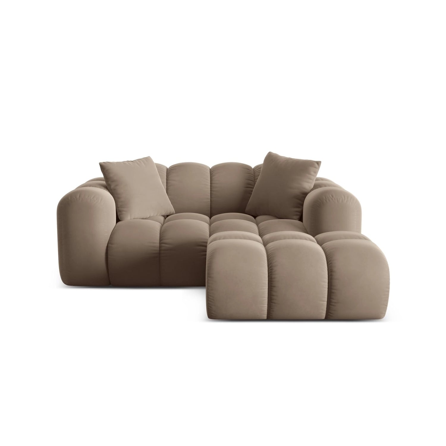 Treno 2-Sitzer Ecksofa, Rechte Seite, aus Samt in Cappuccino (Bluvel 40), 180x164 cm von Cosmopolitan Design – Bild 1