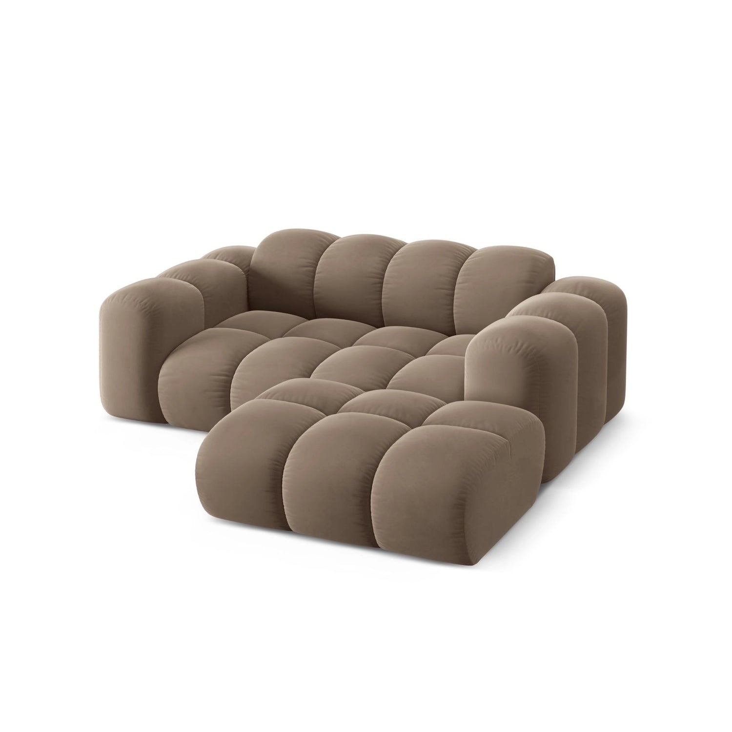 Treno 2-Sitzer Ecksofa, Rechte Seite, aus Samt in Cappuccino (Bluvel 40), 180x164 cm von Cosmopolitan Design – Bild 5