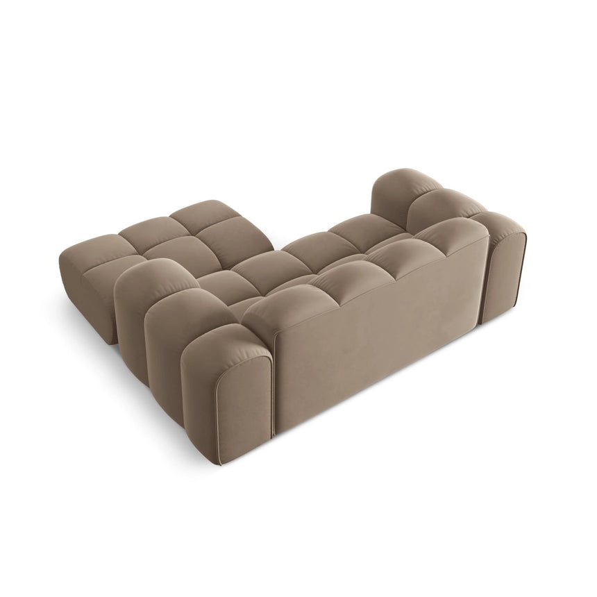 Treno 2-Sitzer Ecksofa, Rechte Seite, aus Samt in Cappuccino (Bluvel 40), 180x164 cm von Cosmopolitan Design – Bild 6