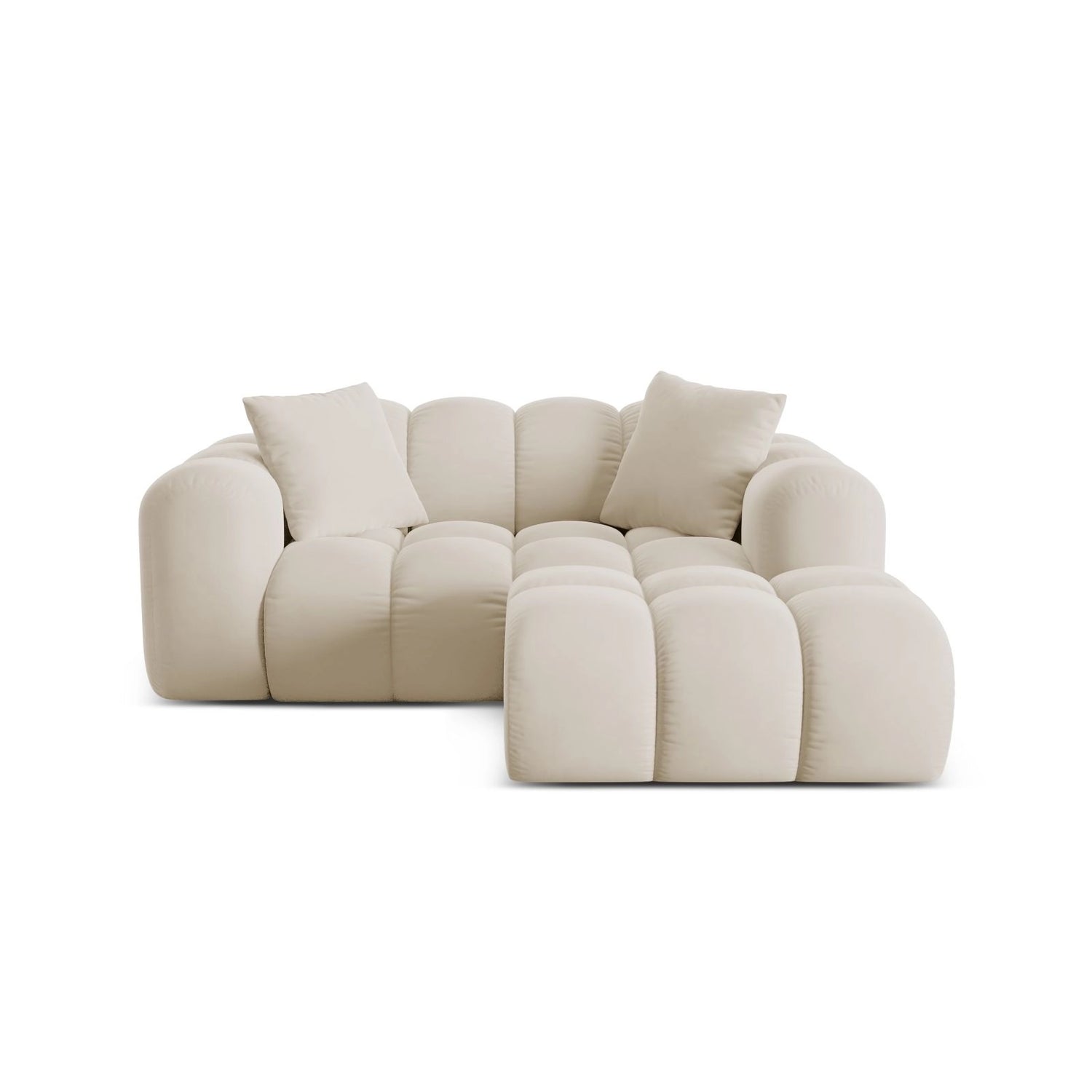 Treno 2-Sitzer Ecksofa, Rechte Seite, aus Samt in Dunkelbeige (Bluvel 30), 180x164 cm von Cosmopolitan Design – Bild 1