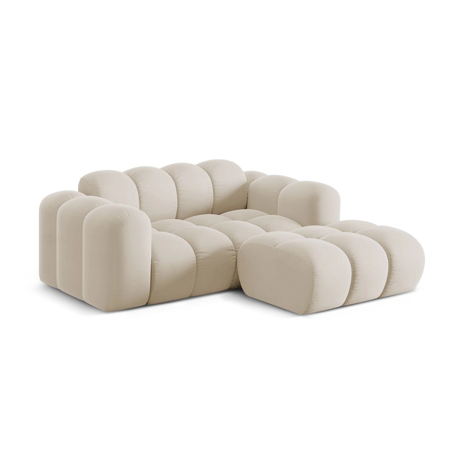 Treno 2-Sitzer Ecksofa, Rechte Seite, aus Samt in Dunkelbeige (Bluvel 30), 180x164 cm von Cosmopolitan Design – Bild 4