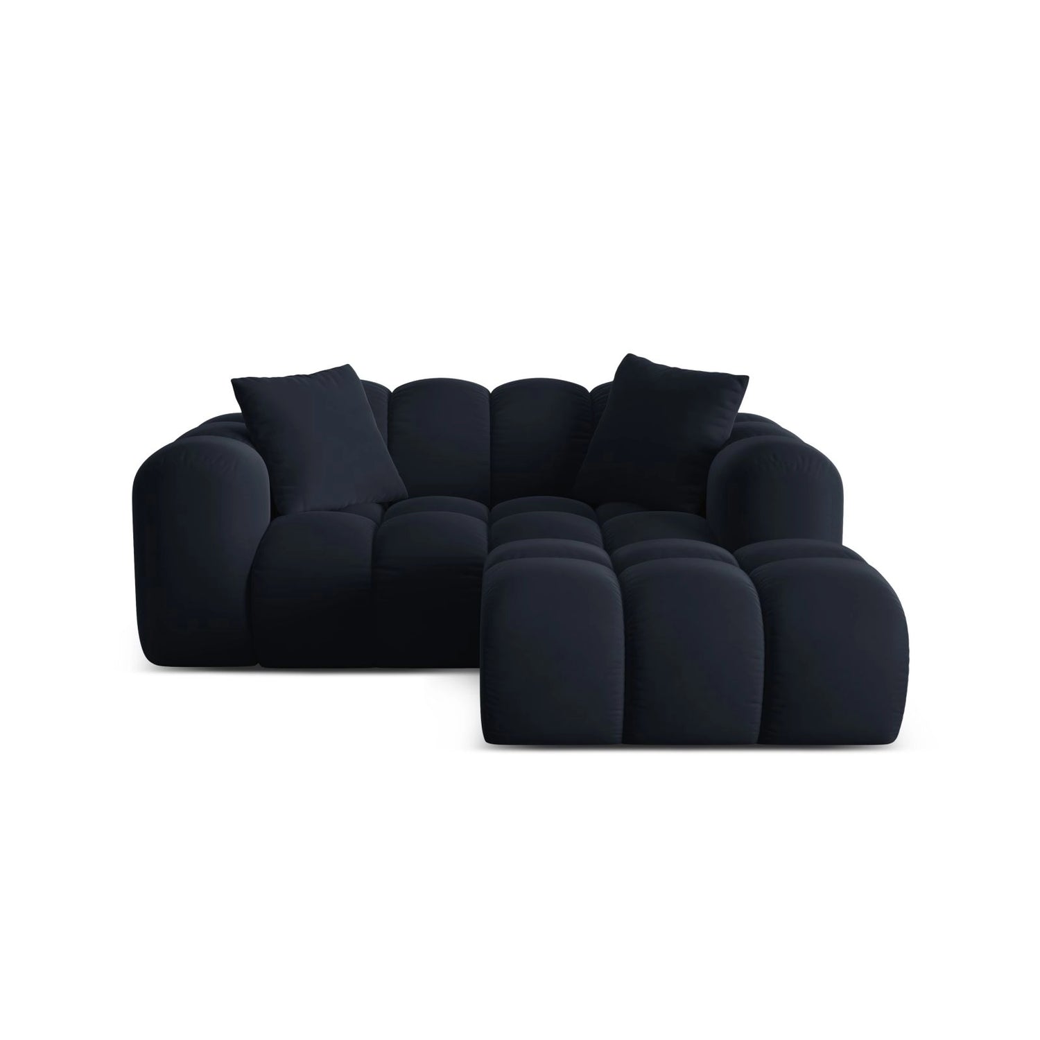 Treno 2-Sitzer Ecksofa, Rechte Seite, aus Samt in Dunkelblau (Bluvel 89), 180x164 cm von Cosmopolitan Design – Bild 1
