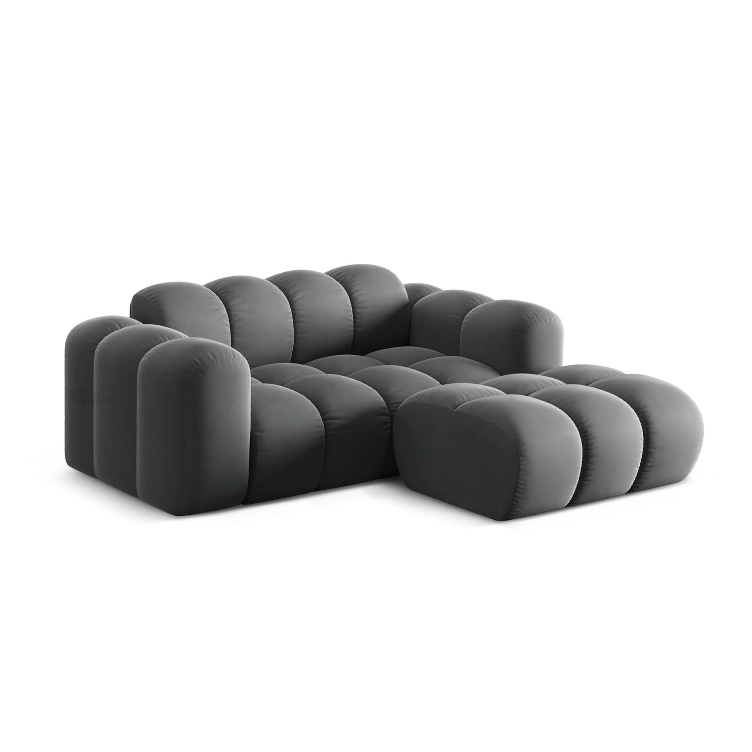 Treno 2-Sitzer Ecksofa, Rechte Seite, aus Samt in Grau (Bluvel 14), 180x164 cm von Cosmopolitan Design – Bild 4