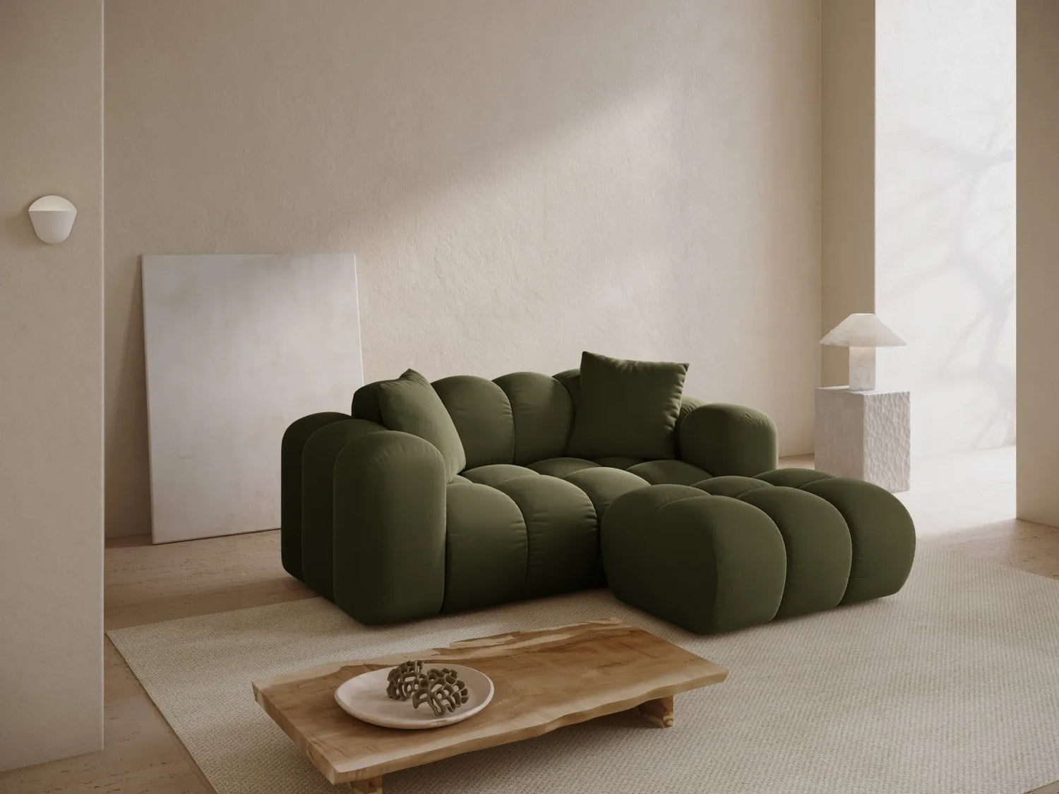 Treno 2-Sitzer Ecksofa, Rechte Seite, aus Samt in Grün (Bluvel 77), 180x164 cm von Cosmopolitan Design – Bild 2