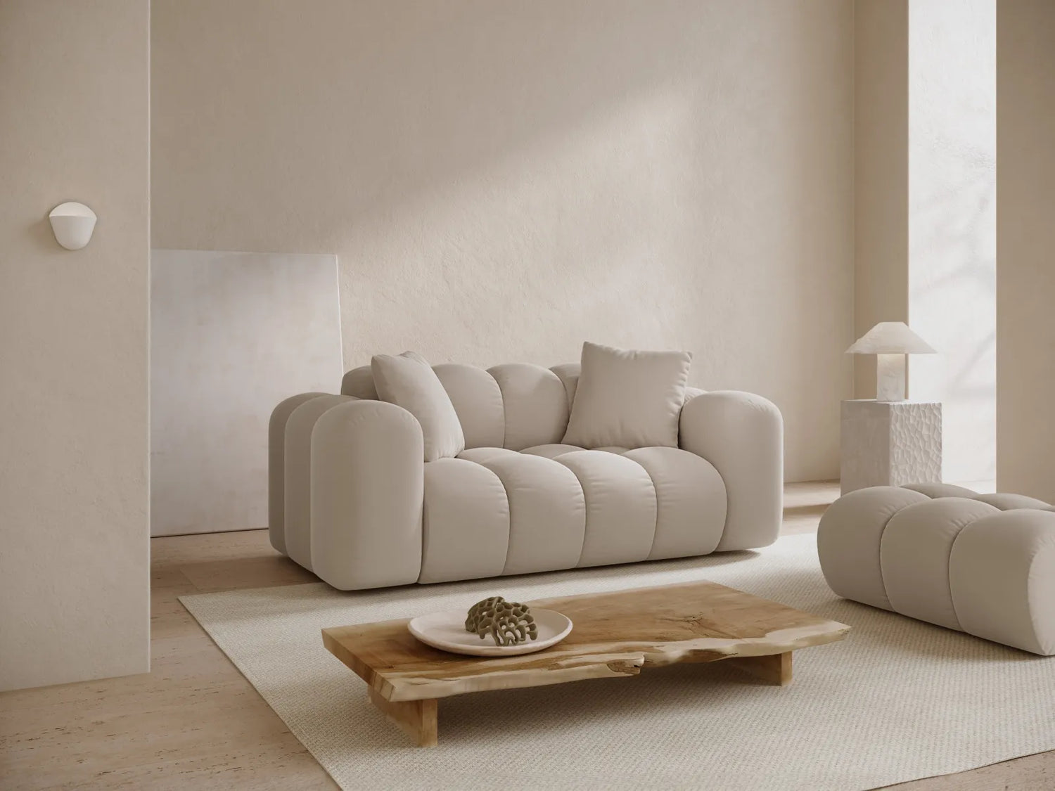 Treno 2-Sitzer Sofa aus Samt in Dunkelbeige (Bluvel 30), 180x94 cm von Cosmopolitan Design – Bild 2