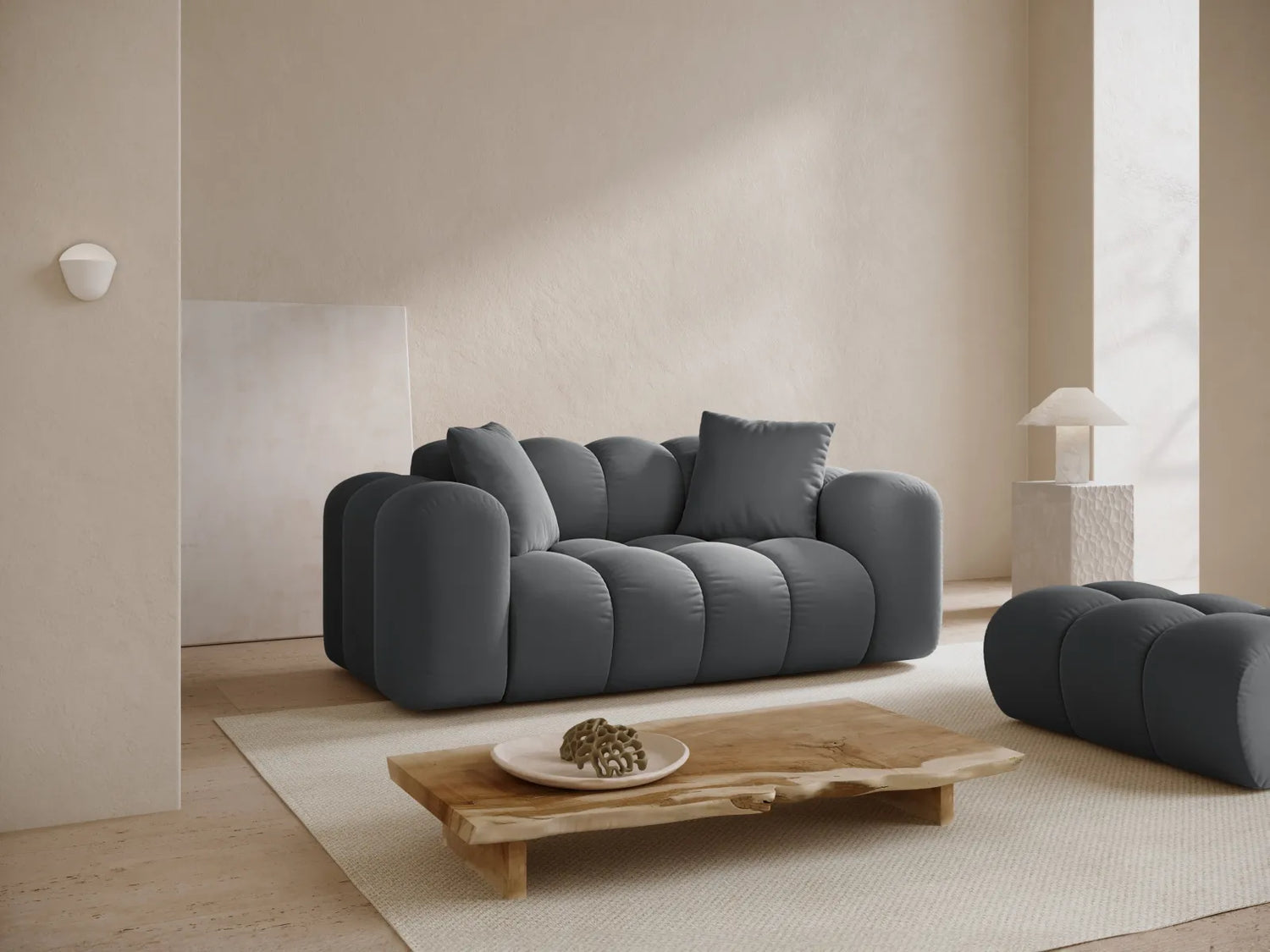 Treno 2-Sitzer Sofa aus Samt in Grau (Bluvel 14), 180x94 cm von Cosmopolitan Design – Bild 2