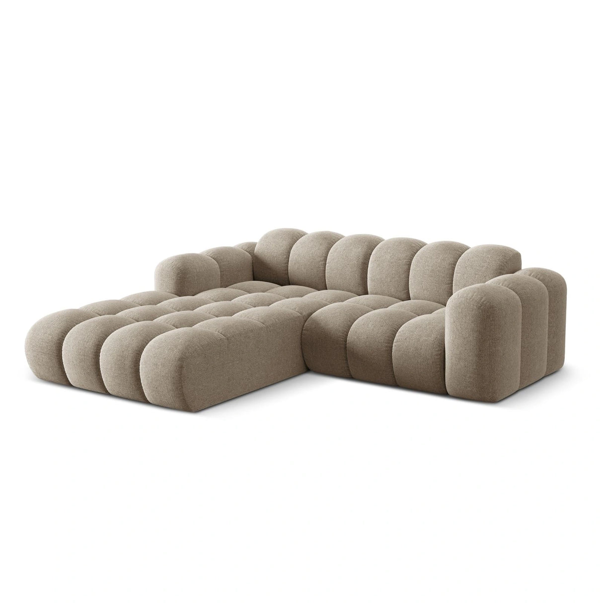 Treno 3-Sitzer Ecksofa, Linke Seite, aus Chenille in Dunkelbeige (Eden 4 Beige), 240x184x70 cm von Cosmopolitan Design – Bild 4