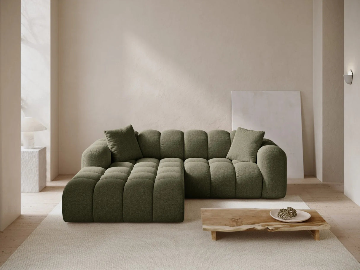 Treno 3-Sitzer Ecksofa, Linke Seite, aus Chenille in Grün (Eden 12 Olive), 240x184x70 cm von Cosmopolitan Design – Bild 2
