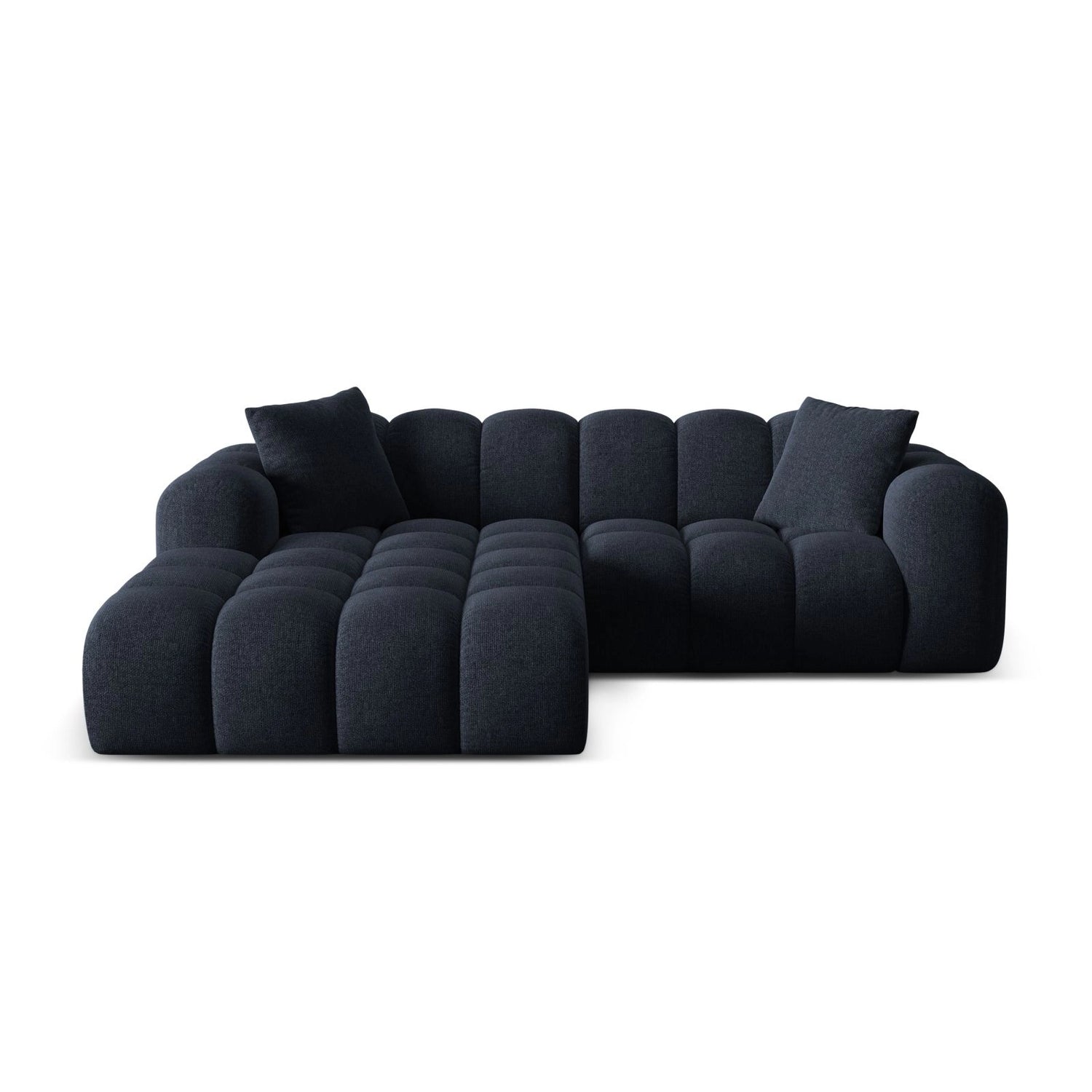 Treno 3-Sitzer Ecksofa, Linke Seite, aus Chenille in Marineblau (Eden 16 Deep Blue), 240x184x70 cm von Cosmopolitan Design – Bild 1
