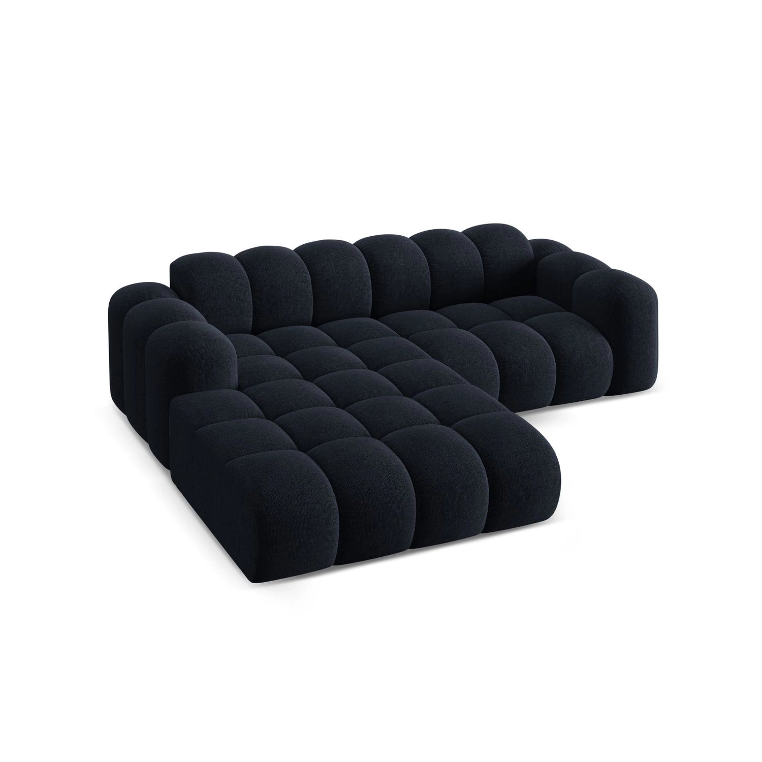 Treno 3-Sitzer Ecksofa, Linke Seite, aus Chenille in Marineblau (Eden 16 Deep Blue), 240x184x70 cm von Cosmopolitan Design – Bild 5