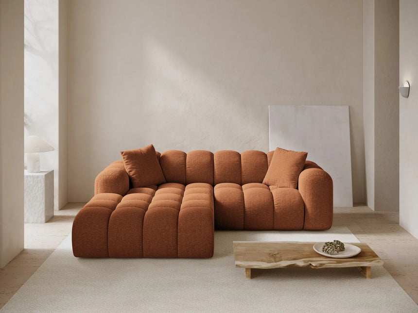 Treno 3-Sitzer Ecksofa, Linke Seite, aus Chenille in Ziegelstein (Eden 10 Terra), 240x184x70 cm von Cosmopolitan Design – Bild 2