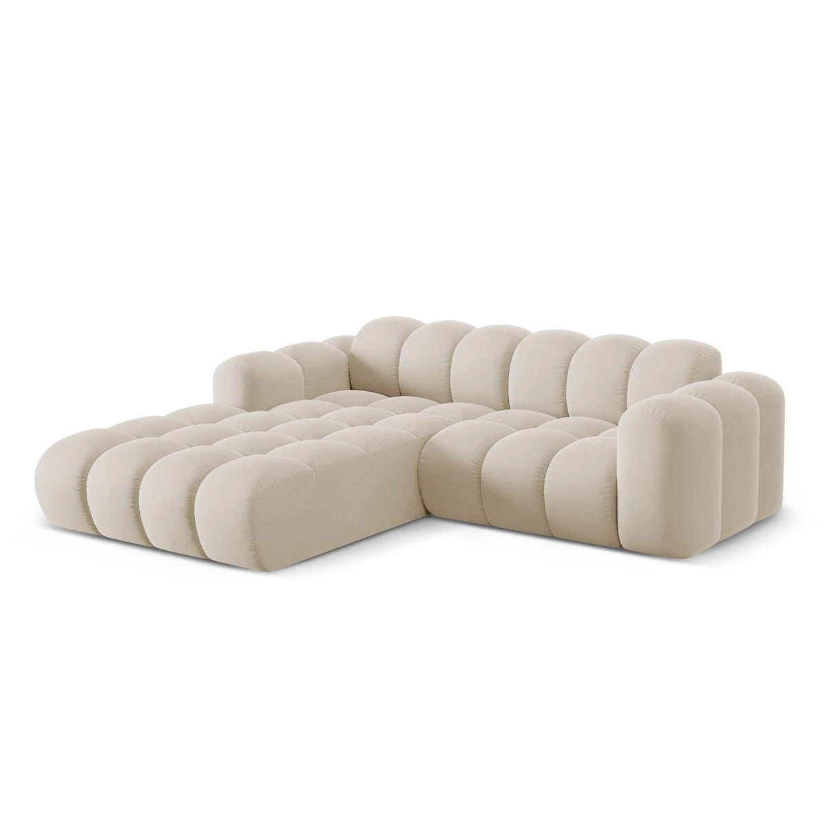 Treno 3-Sitzer Ecksofa, Linke Seite, aus Samt in Dunkelbeige (Bluvel 30), 240x184x70 cm von Cosmopolitan Design – Bild 4