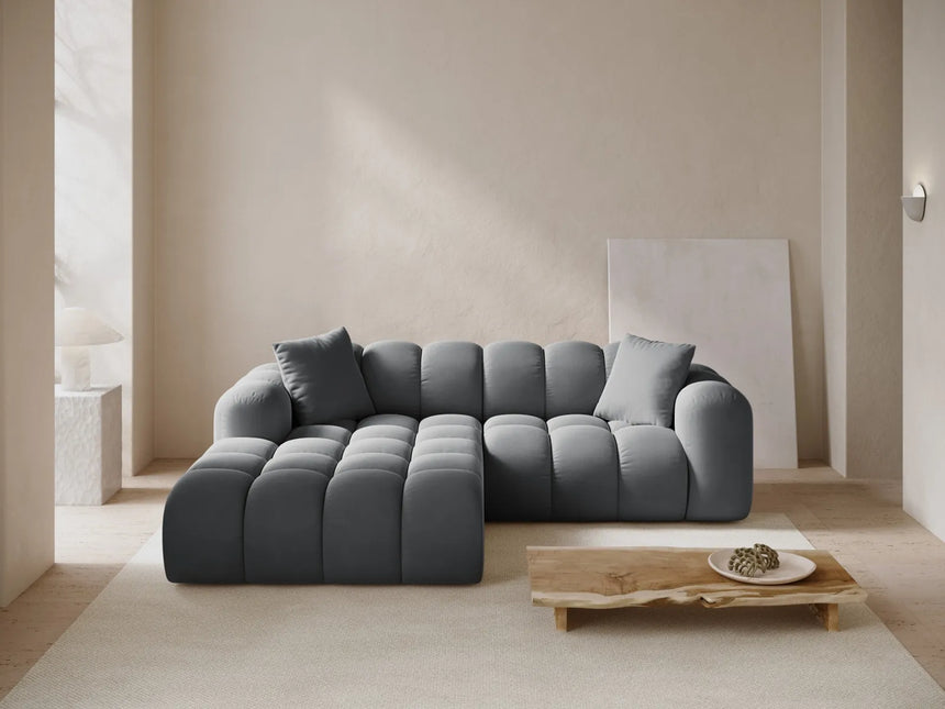 Treno 3-Sitzer Ecksofa, Linke Seite, aus Samt in Grau (Bluvel 14), 240x184x70 cm von Cosmopolitan Design – Bild 2