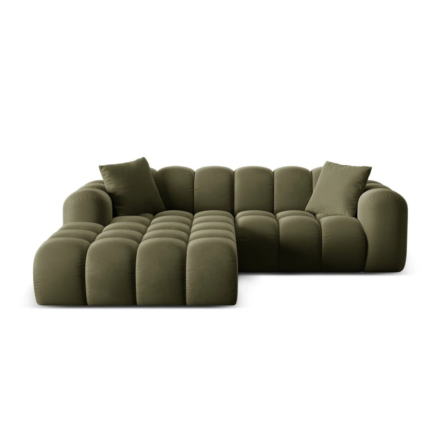 Treno 3-Sitzer Ecksofa, Linke Seite, aus Samt in Grün (Bluvel 77), 240x184x70 cm von Cosmopolitan Design – Bild 1