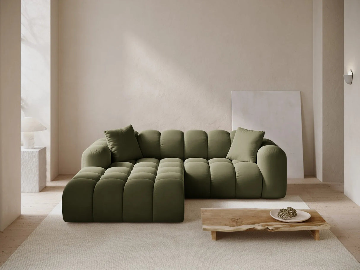 Treno 3-Sitzer Ecksofa, Linke Seite, aus Samt in Grün (Bluvel 77), 240x184x70 cm von Cosmopolitan Design – Bild 2