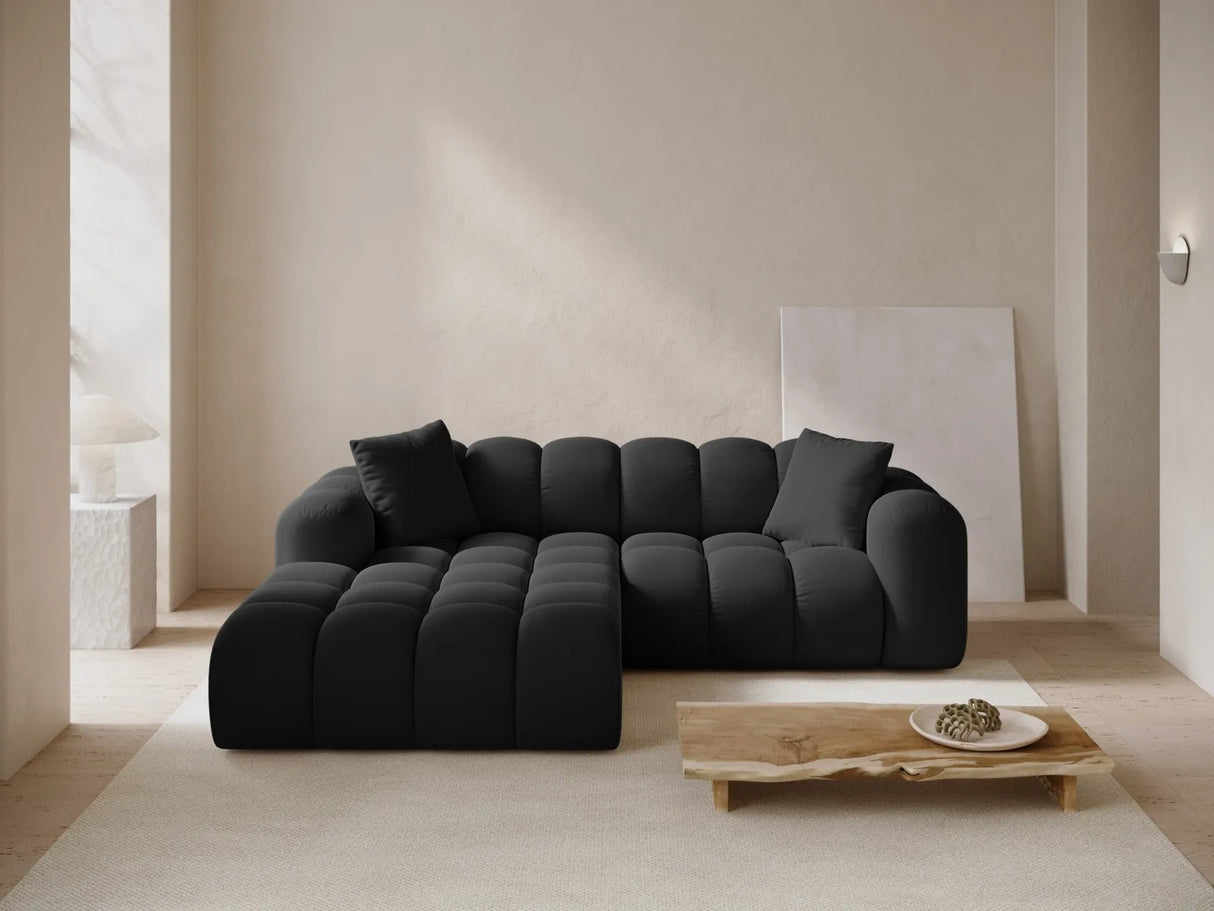 Treno 3-Sitzer Ecksofa, Linke Seite, aus Samt in Schwarz (Bluvel 19), 240x184x70 cm von Cosmopolitan Design – Bild 2