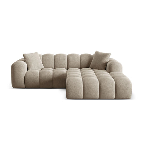 Treno 3-Sitzer Ecksofa, Rechte Seite, aus Chenille in Dunkelbeige (Eden 4 Beige), 240x184x70 cm von Cosmopolitan Design – Bild 1
