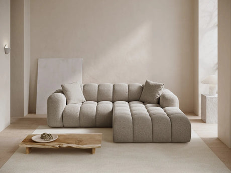 Treno 3-Sitzer Ecksofa, Rechte Seite, aus Chenille in Dunkelbeige (Eden 4 Beige), 240x184x70 cm von Cosmopolitan Design – Bild 2