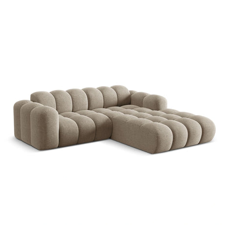 Treno 3-Sitzer Ecksofa, Rechte Seite, aus Chenille in Dunkelbeige (Eden 4 Beige), 240x184x70 cm von Cosmopolitan Design – Bild 4