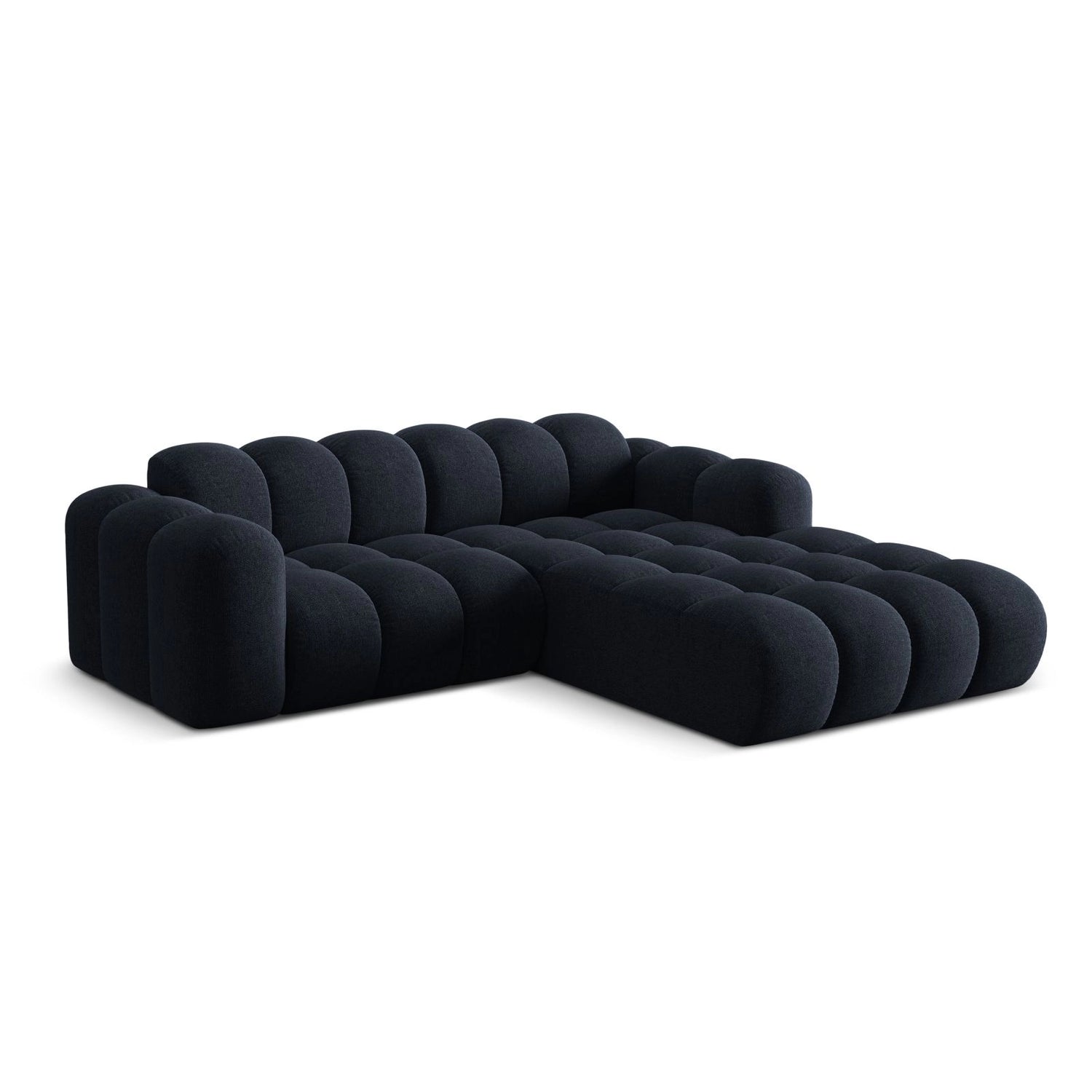 Treno 3-Sitzer Ecksofa, Rechte Seite, aus Chenille in Marineblau (Eden 16 Deep Blue), 240x184x70 cm von Cosmopolitan Design – Bild 4