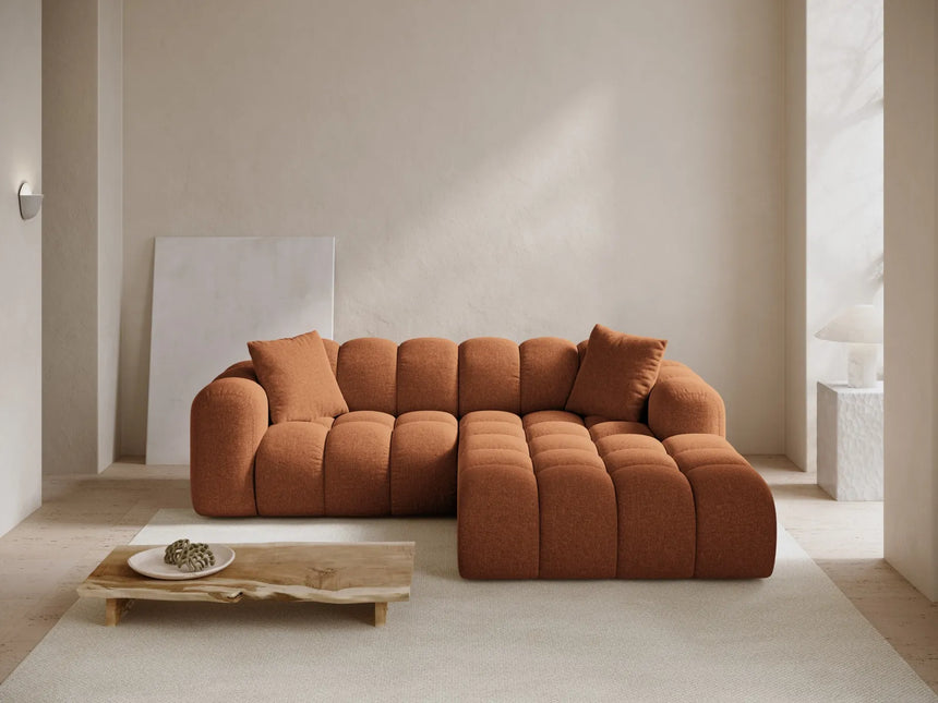 Treno 3-Sitzer Ecksofa, Rechte Seite, aus Chenille in Ziegelstein (Eden 10 Terra), 240x184x70 cm von Cosmopolitan Design – Bild 2