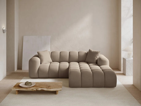 Treno 3-Sitzer Ecksofa, Rechte Seite, aus Samt in Cappuccino (Bluvel 40), 240x184x70 cm von Cosmopolitan Design – Bild 2