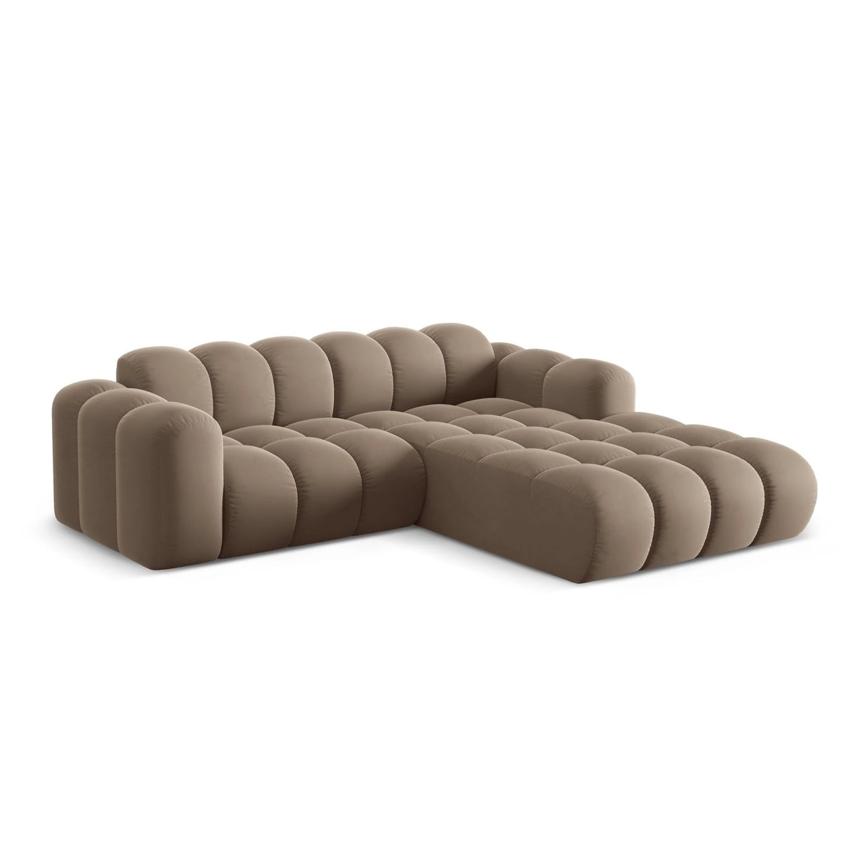 Treno 3-Sitzer Ecksofa, Rechte Seite, aus Samt in Cappuccino (Bluvel 40), 240x184x70 cm von Cosmopolitan Design – Bild 4