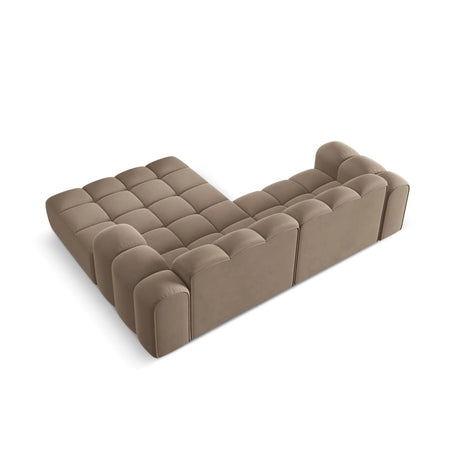 Treno 3-Sitzer Ecksofa, Rechte Seite, aus Samt in Cappuccino (Bluvel 40), 240x184x70 cm von Cosmopolitan Design – Bild 6
