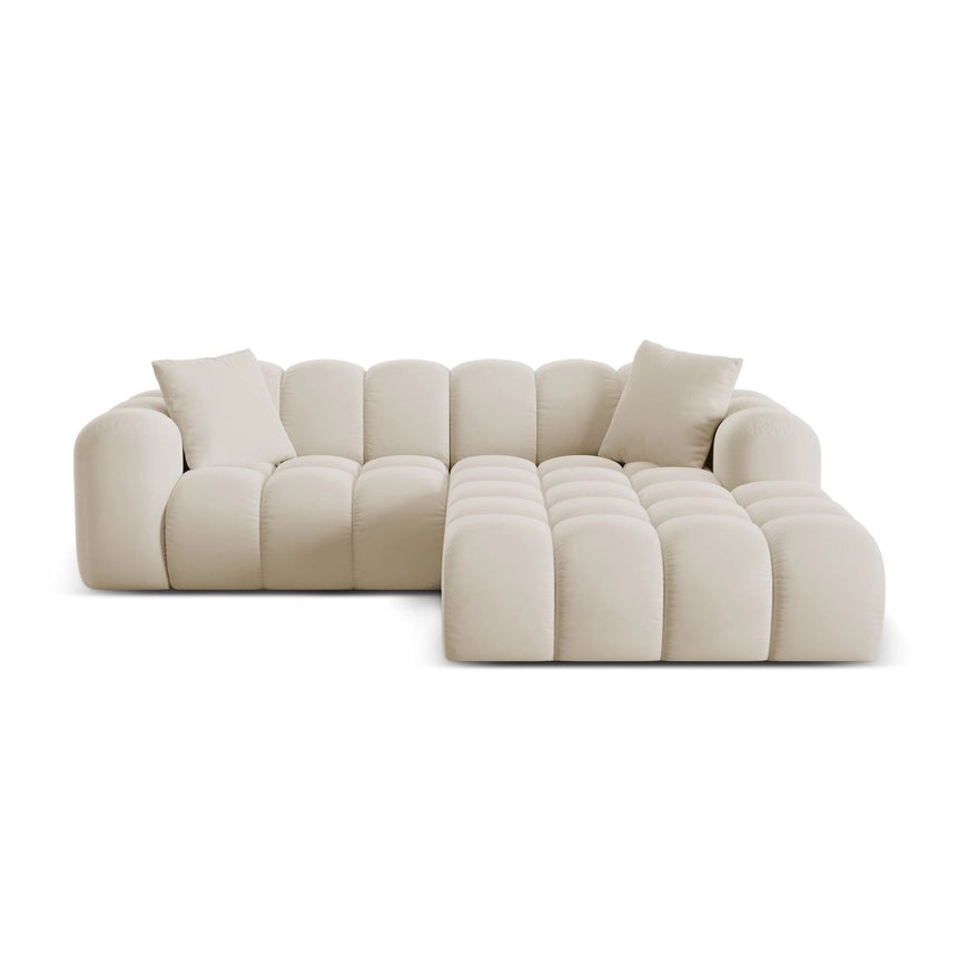 Treno 3-Sitzer Ecksofa, Rechte Seite, aus Samt in Dunkelbeige (Bluvel 30), 240x184x70 cm von Cosmopolitan Design – Bild 1