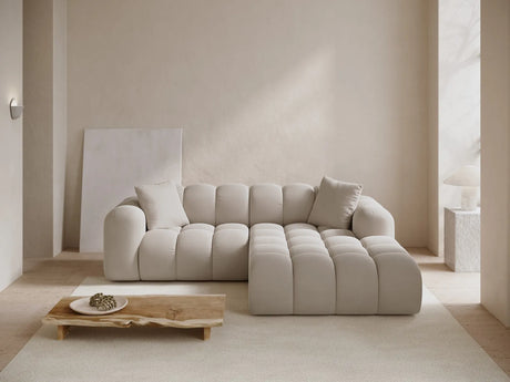 Treno 3-Sitzer Ecksofa, Rechte Seite, aus Samt in Dunkelbeige (Bluvel 30), 240x184x70 cm von Cosmopolitan Design – Bild 2