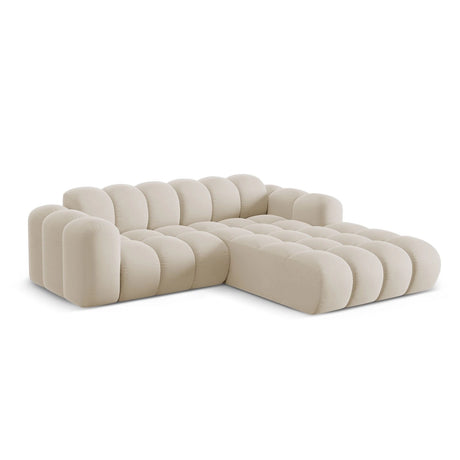 Treno 3-Sitzer Ecksofa, Rechte Seite, aus Samt in Dunkelbeige (Bluvel 30), 240x184x70 cm von Cosmopolitan Design – Bild 4