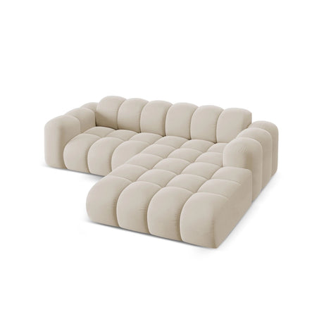 Treno 3-Sitzer Ecksofa, Rechte Seite, aus Samt in Dunkelbeige (Bluvel 30), 240x184x70 cm von Cosmopolitan Design – Bild 5