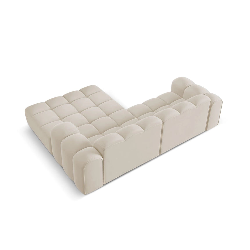 Treno 3-Sitzer Ecksofa, Rechte Seite, aus Samt in Dunkelbeige (Bluvel 30), 240x184x70 cm von Cosmopolitan Design – Bild 6
