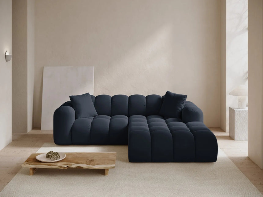 Treno 3-Sitzer Ecksofa, Rechte Seite, aus Samt in Dunkelblau (Bluvel 89), 240x184x70 cm von Cosmopolitan Design – Bild 2