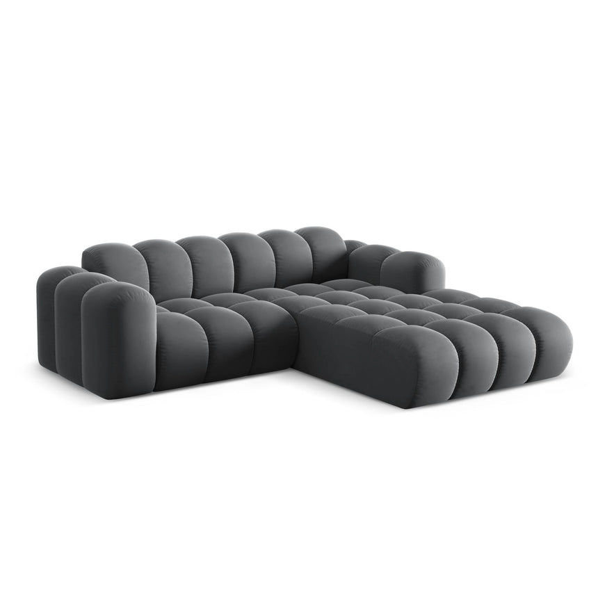 Treno 3-Sitzer Ecksofa, Rechte Seite, aus Samt in Grau (Bluvel 14), 240x184x70 cm von Cosmopolitan Design – Bild 4
