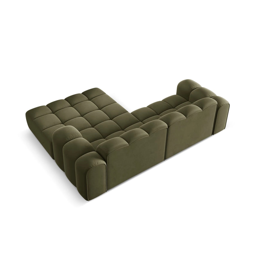 Treno 3-Sitzer Ecksofa, Rechte Seite, aus Samt in Grün (Bluvel 77), 240x184x70 cm von Cosmopolitan Design – Bild 6