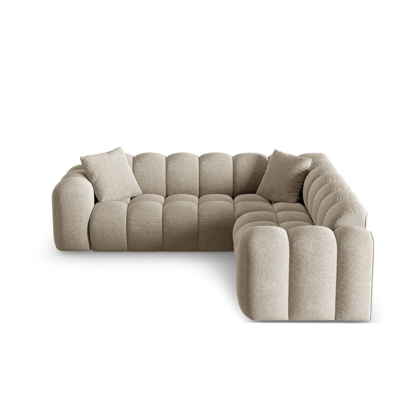 Treno 3-Sitzer Ecksofa, symmetrisch, aus Chenille in Dunkelbeige (Eden 4 Beige), 240x240x70 cm von Cosmopolitan Design – Bild 1