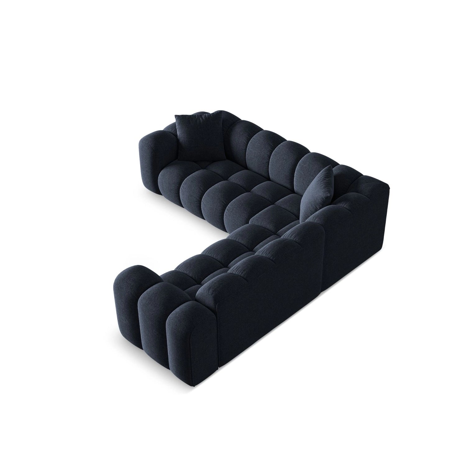 Treno 3-Sitzer Ecksofa, symmetrisch, aus Chenille in Marineblau (Eden 16 Deep Blue), 240x240x70 cm von Cosmopolitan Design – Bild 4