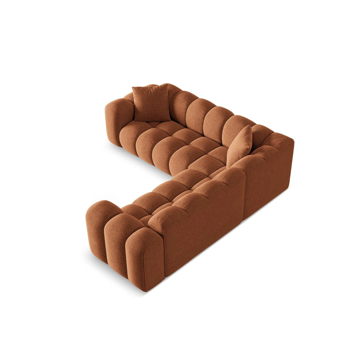 Treno 3-Sitzer Ecksofa, symmetrisch, aus Chenille in Ziegelstein (Eden 10 Terra), 240x240x70 cm von Cosmopolitan Design – Bild 4