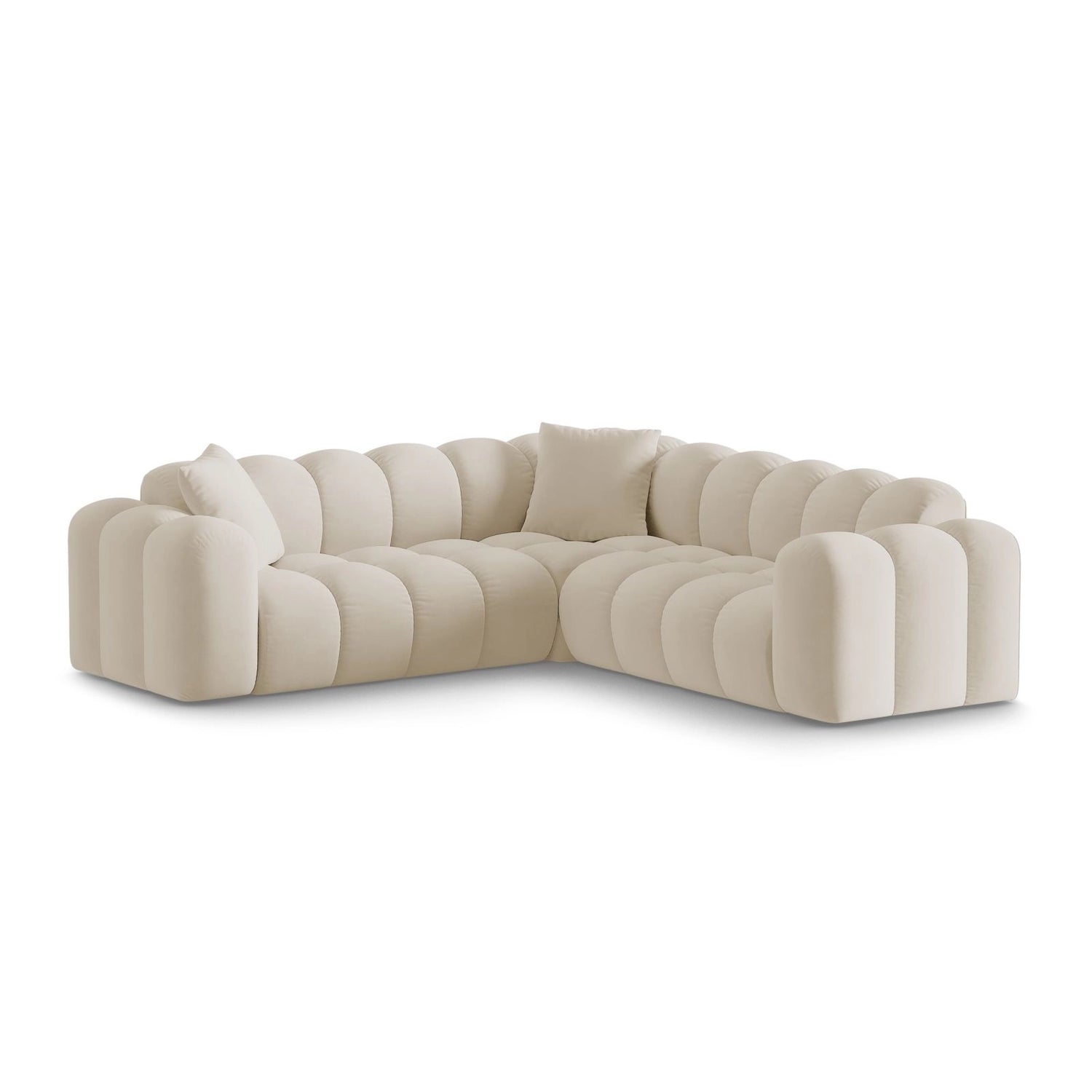 Treno 3-Sitzer Ecksofa, symmetrisch, aus Samt in Dunkelbeige (Bluvel 30), 240x240x70 cm von Cosmopolitan Design – Bild 3