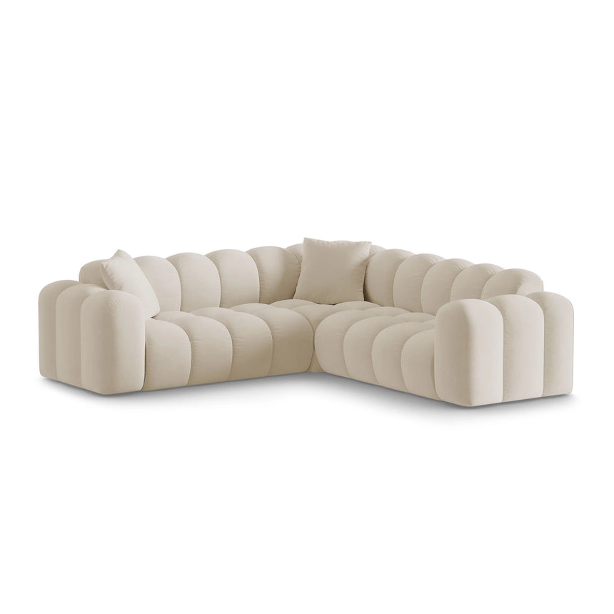 Treno 3-Sitzer Ecksofa, symmetrisch, aus Samt in Dunkelbeige (Bluvel 30), 240x240x70 cm von Cosmopolitan Design – Bild 3