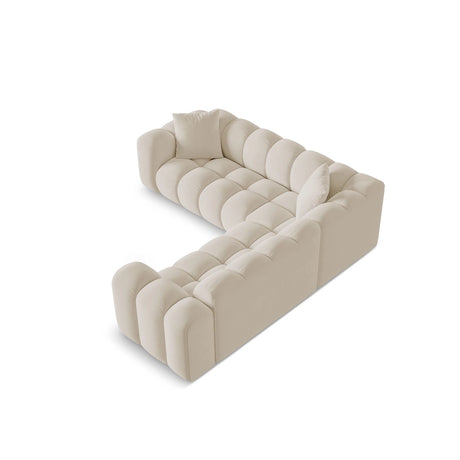 Treno 3-Sitzer Ecksofa, symmetrisch, aus Samt in Dunkelbeige (Bluvel 30), 240x240x70 cm von Cosmopolitan Design – Bild 4
