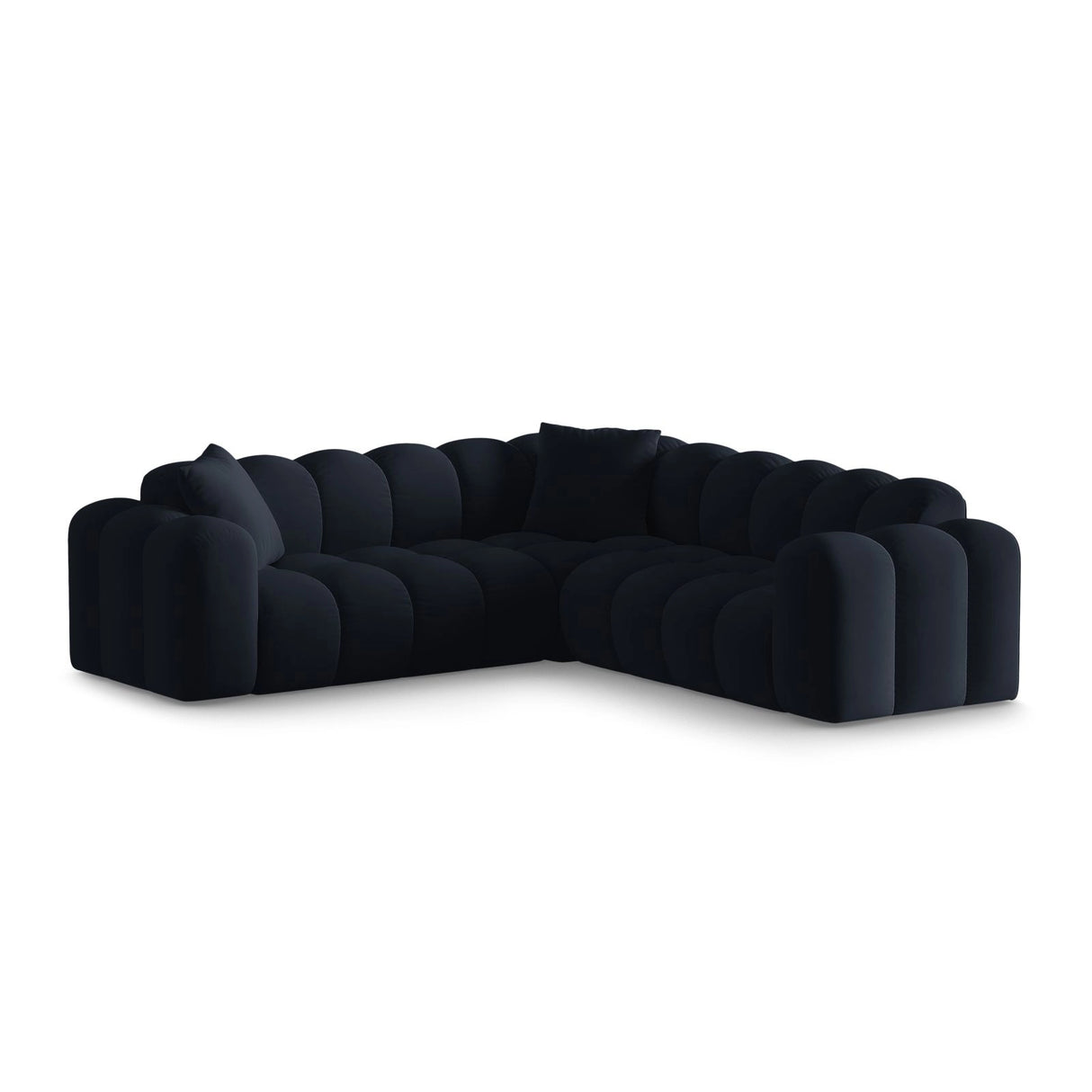 Treno 3-Sitzer Ecksofa, symmetrisch, aus Samt in Dunkelblau (Bluvel 89), 240x240x70 cm von Cosmopolitan Design – Bild 3