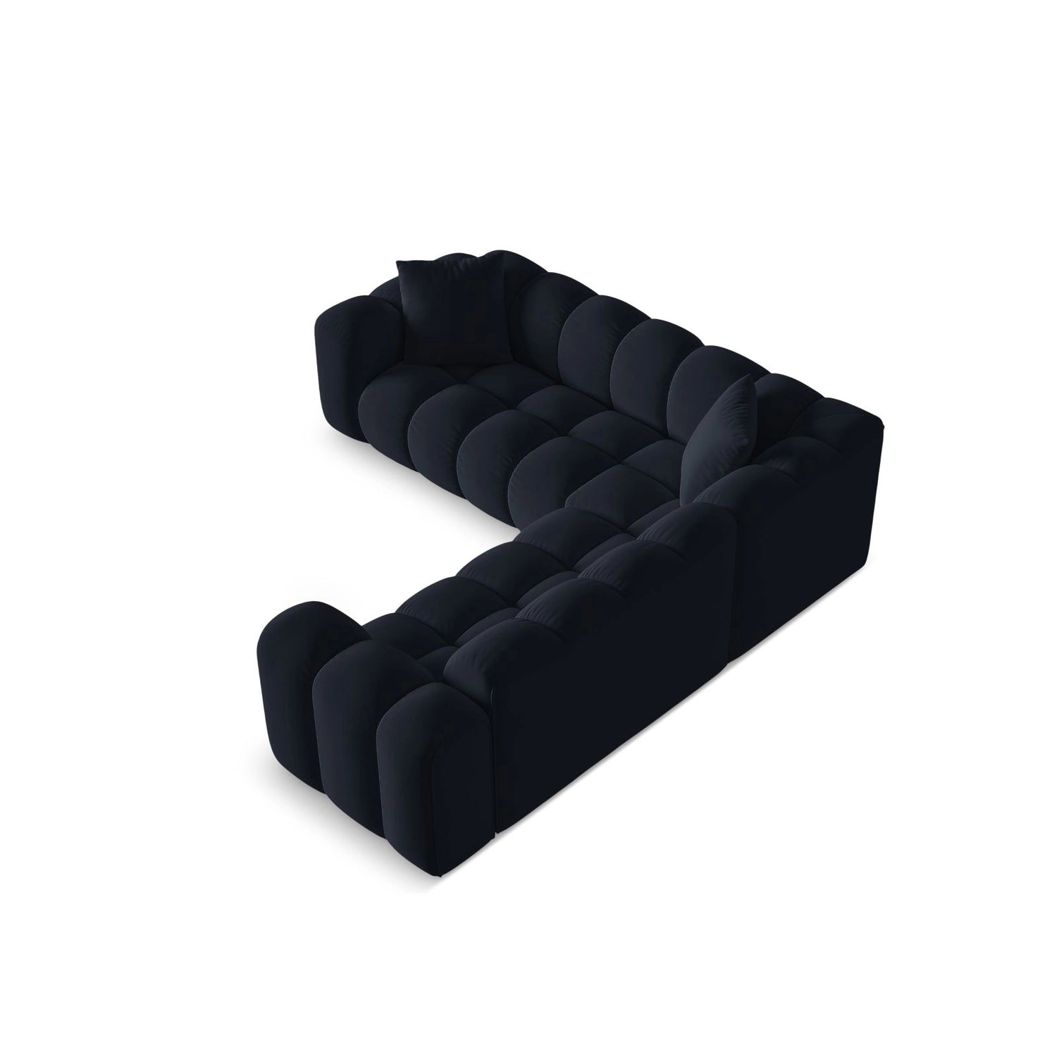 Treno 3-Sitzer Ecksofa, symmetrisch, aus Samt in Dunkelblau (Bluvel 89), 240x240x70 cm von Cosmopolitan Design – Bild 4