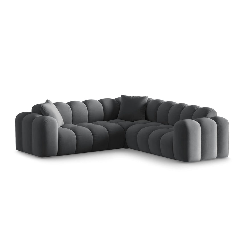 Treno 3-Sitzer Ecksofa, symmetrisch, aus Samt in Grau (Bluvel 14), 240x240x70 cm von Cosmopolitan Design – Bild 3
