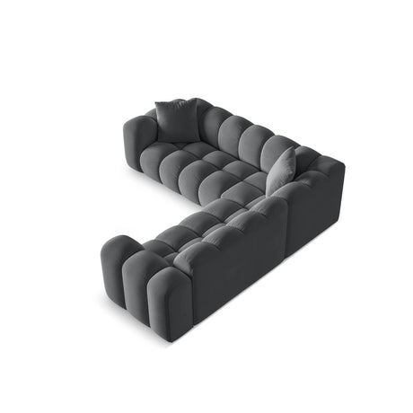 Treno 3-Sitzer Ecksofa, symmetrisch, aus Samt in Grau (Bluvel 14), 240x240x70 cm von Cosmopolitan Design – Bild 4