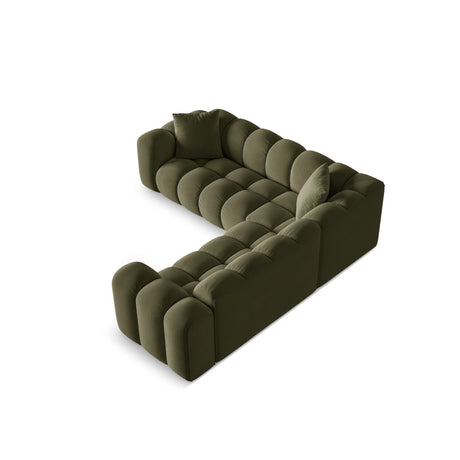 Treno 3-Sitzer Ecksofa, symmetrisch, aus Samt in Grün (Bluvel 77), 240x240x70 cm von Cosmopolitan Design – Bild 4