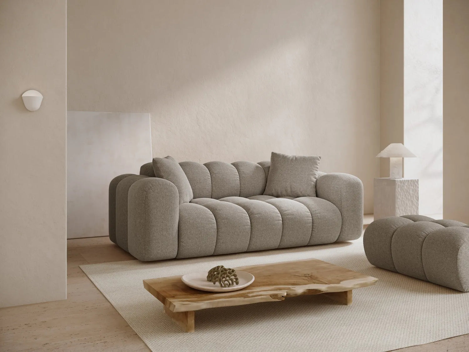 Treno 3-Sitzer Sofa aus Chenille in Dunkelbeige (Eden 4 Beige), 210x94x70 cm von Cosmopolitan Design – Bild 2