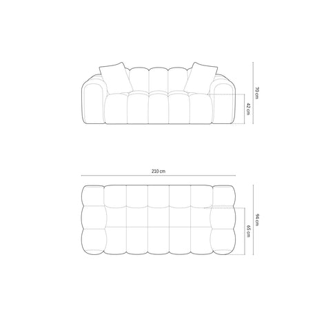 Treno 3-Sitzer Sofa aus Chenille in Hellgrau (Eden 18 Grey), 210x94x70 cm von Cosmopolitan Design – Bild 3